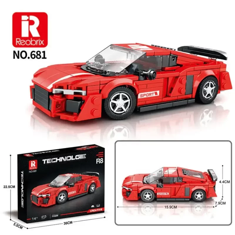 Technic Brick Set Audi R8 Reobrix 681 - Image 3