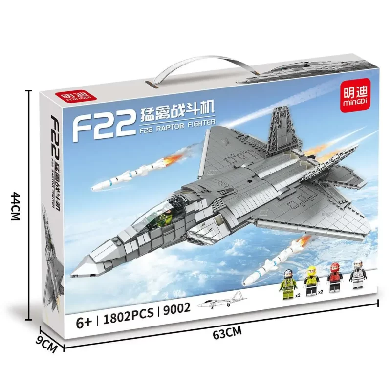 Technic Brick Set F22 Raptor Fighter MINGDI 9002 - Image 2